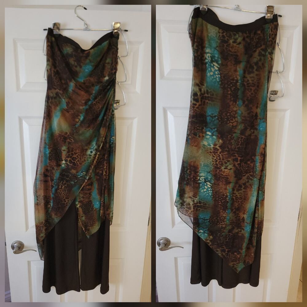 Cache Jumpsuit XS Asymmetric Dress Over Pants Layered Wide Leg Retro 90s Indie